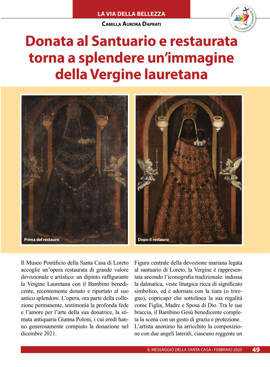 Donata al Santuario e restaurata torna a splendere un'immagine della Vergine lauretana 